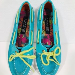 SPERRY Topsiders Shoes Size 1 Teal Biscayne EUC